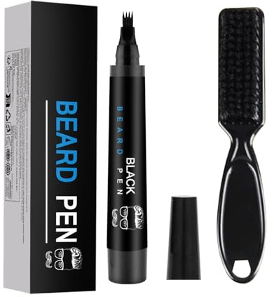Crayon à Barbe pour Hommes, Homme Barbe Filler, Beard Oil, Stylo à Barbe Naturelle et Crayon Barbe de Remplissage, Barbe Imperméable,Noir