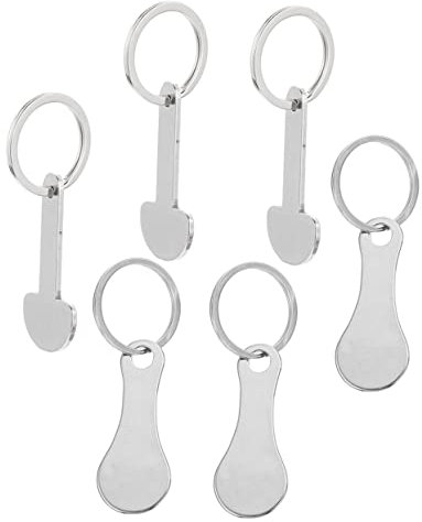 DIYEAH 6pcs Shopping Trolley Release Key Token Stainless Steel Keyring for Shopping Cart Trolley Use
