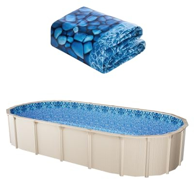 VEVOR Revestimiento para Piscina Elevada 366x732 cm Ovalada Cubierta para Piscinas de Vinilo Altura de Pared 132,1 cm Resistente al Desgarro con Lados de Acero Fácil instalación para Patio Jardín
