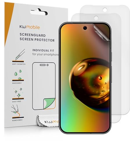 kwmobile Set of 3 Screen Protectors Compatible with Google Pixel 9 - Anti-Glare Anti-Fingerprint Display Films - Matte