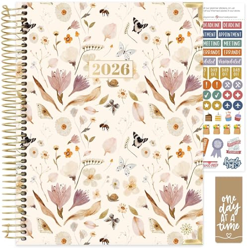 bloom daily planners HARDCOVER 2026 Planner (January to December) - 8.5” x 11” Weekly & Monthly Dated Agenda Organizer Book with Stickers & Tabs - Butterfly Garden