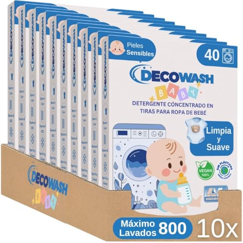 Waschmittelblätter für Babykleidung (bis zu 800 Wäschen) – Duftfrei, Hypoallergen & Ökologisch | Tiefenreinigung für empfindliche Haut | Biologisch abbaubar, vegan & plastikfrei – Babywaschmittel