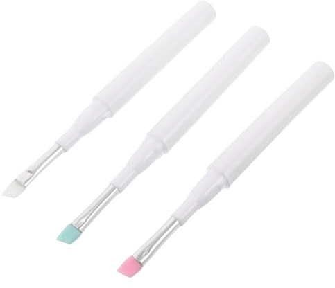 VALICLUD 3pcs Silicone Eye Makeup Brush with Protective Cap Angled Design for Eyebrow and Eyeshadow Application Durable Reusable Tool for Precision Makeup Looks Transparent