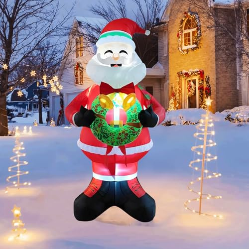 EXPOREE Weihnachtsdeko Aufblasbare Santa, 240cm, 8ft, Blow Up Xmas Aufblasbare Dekorationen für Weihnachtsdekoration, Yard Outdoor Garden Lawn Winter Dekorationen