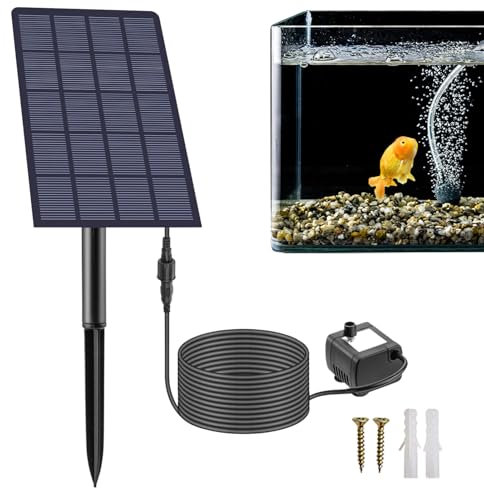 Aeratore solare per laghetti, ossigenatore a energia solare, tubo flessibile e pietra per la circolazione 'acqua per giardino, acquari, piccole piscine