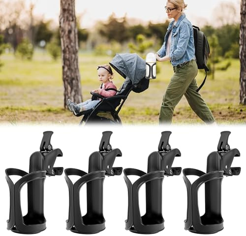 Huucozn 4 Stück Getränkehalter Kinderwagen Flaschenhalter Getränkehalter für Fahrrad 360 Grad Rotation Wasser Becherhalter Universal Trinkflaschenhalter für Roller Trolleys Mountainbikes Rollstuhl