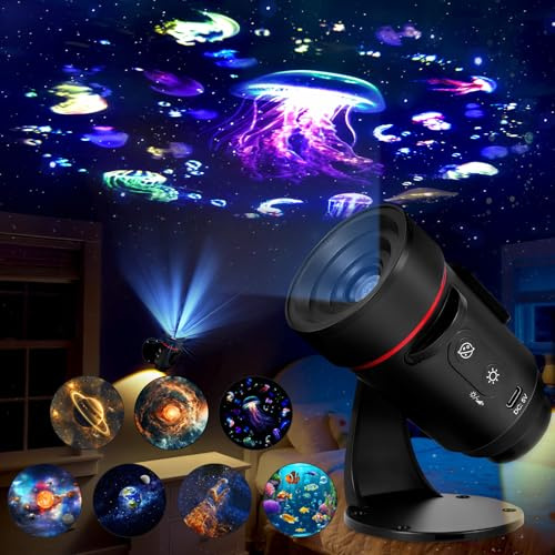 Galaxy Projector Wall Light 2-in-1 Portable HD Star Projector Night Light with 7 Realistic Galaxy Scenes 360° Rotation Timer & Warm White Night Light for Bedroom Ceiling Car Roof Tent Hallway Decor