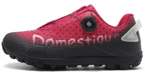Mateju Mens Womens MTB Cycling Shoes,Mountain Bike Shoes Compatible with 2-Bolts Pedals SPD Cleats Indoor Outdoor Cycle Riding Biking Unisex Sneakers -DC5 (Rose Red,6.5)