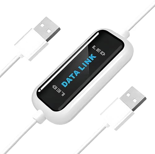 USB Link Kabel PC zu PC, Datenübertragung zwischen 2 Computern | 480Mbps Schnell Transfer für Windows 11/10/8/7/Vista/XP/2000 1.5m Datenkabel Sync Link, Weiß