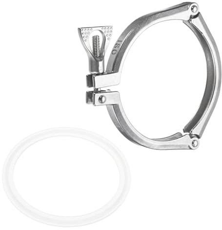 sourcing map Morsetto per tubi a tre pin singolo in acciaio inossidabile da 119 mm, morsetto sanitario con raccordo a dado ad alette con guarnizione in silicone per tubi di fabbrica di prodotti