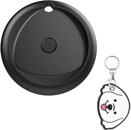 Tracker con Funda Protectora de Cuero Llavero (Perrito Adorable), buscador de Llaves，Batería Reemplazable, Rastreador de Etiquetas Impermeable para Mochila, Cartera, Equipaje