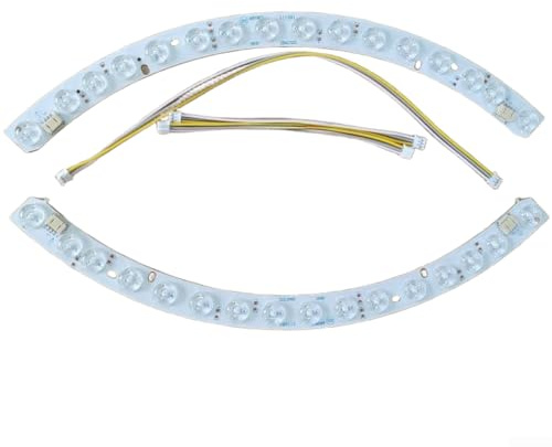 Marchfunny Fuente de luz LED dual de 48 W para ventilador de techo, 45 cm de diámetro con tira LED curvada circular que proporciona una iluminación interior consistente