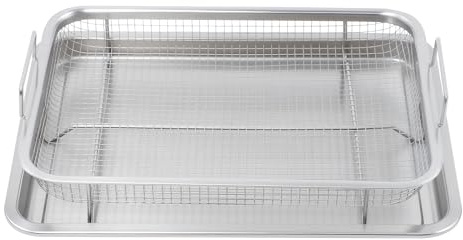 Teglia per griglia, griglia per forno, griglia per barbecue, in acciaio inox, antiaderente per cottura e pollo croccante, patatine fritte (quadrate)