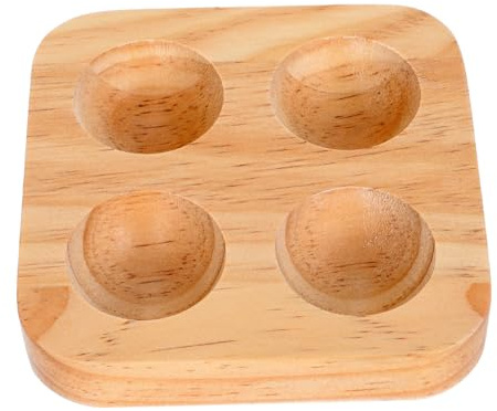 POPETPOP Portauova in Legno Massello Doppia Serie 4 Fori Contenitore Compatto per Uova da Cucina Base Piatta Stabile Supporto Pratico per Uso Domestico e Negozi di Uova