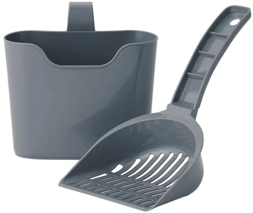 Taylor & Brown Durable Plastic Cat Litter Scoop with Holder – Efficient Litter Box Scooper for Easy Cleaning, Hangs on Side of Litter Tray for Convenient Storage and Access