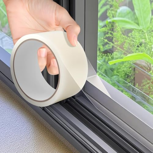 Transparent Window Weather Sealing Tape 2IN x 69FT/5cm x 20m Clear Window Draft Isolation Sealing Film Adhesive Tape for Window Door Draft Stopper Roof Greenhouses Car Port in Winter