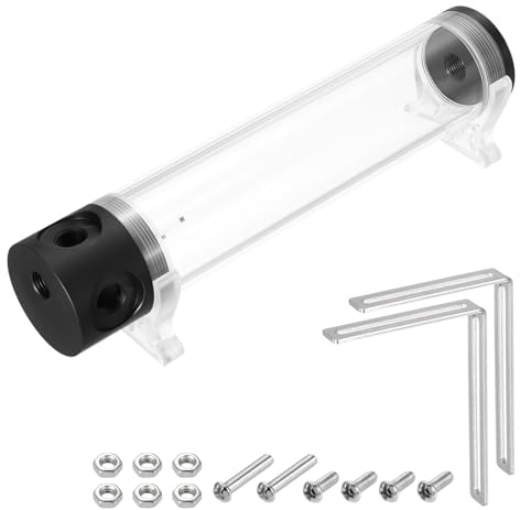 QUARKZMAN Wasserkühlbehälter G1/4 Gewinde 50mm x 240mm Zylinder Wärmetauscher Wasserkühlreservoir Kühler Kühlkörper 1 Eingang 3 Ausgänge Für PC Computer CPU