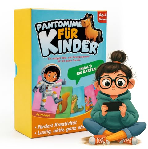 Broytain 100 Pantomime Spiel für Kinder Mit 100 Spielkarten - Lustiges Familienspiel Indoor & Outdoor Spielzeug Kinderspiel, Spiele ab 4, 5, 6, 7, 8, 9 Jahre, Geschenk für Junge & Mädchen