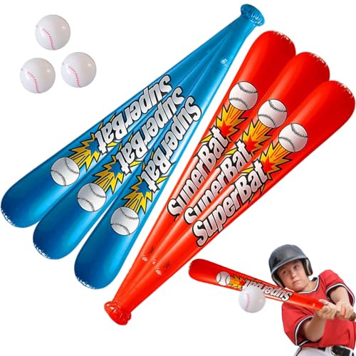 NASSMOSSE Aufblasbarer Baseballschläger und Ball, 9 Stück/Set, lebendiger, auslaufsicherer aufblasbarer Schläger, wiederverwendbarer Baseball für Strand, Pool, Partys im Freien