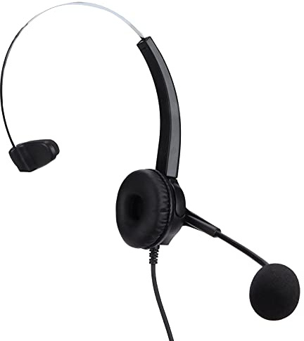 AMONIDA OmniDirectional Telefonheadset med Högupplöst Röst, Bekväm Design för Callcenterproffs, Svart, Enkelörat (VH530-RJ9 (enkelöra))