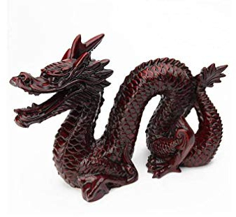 lachineuse - Figurine Grand Dragon Feng Shui - Statuette Dragon - 14 x 19 cm - Symbole de Puissance, Force & Longévité - Décoration Asiatique Chinoise - pour Bureau, Maison - Coloris Rouge