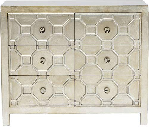 Kare Design Kommode Alhambra, Metallic, Schrank, Aufbewahrung, mit 6 Schubladen, Wohnzimmer, Schlafzimmer, Flur, 89x107x39 cm (H/B/T)