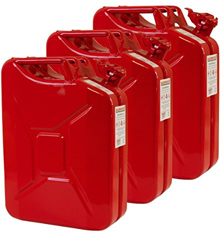3x 20 Liter Benzinkanister Metall GGVS mit Sicherungsstift rot Blech 3er Set