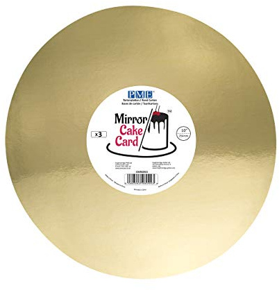 PME CMRG915 Mirror Cake Card Round-Metallic Gold-Pack of 3, 25cm/10 Inch