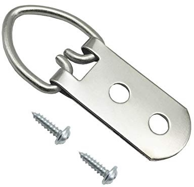 20 Pack Heavy Duty Picture Hangers with Screws D-Ring Double Holes Clasp | Picture Hang Solutions for Hanging Clock Paintings Artwork Picture Frame Hook Photos Mirrors - Silver