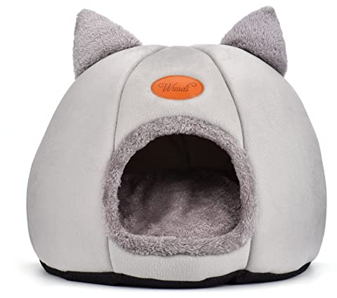 BeerMmay Katzenbett für Hunde Katzen mit abnehmbarem und waschbarem Kissen, Winter Haustierhaus warmes Katzenbett Haustiere Plüsch Welpennest