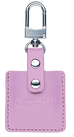 musegear Schlüsselfinder mit Bluetooth App aus Deutschland in rosa Leder-Tasche I Finder weiß I Für iOS & Android I Schlüssel Finden