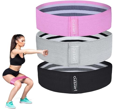 JAYEFO RESISTANCE BANDS - SET of 3 Exercise Bands for Women & Men Fitness Equipment for Home Gym Pilates Yoga Workout, Heavy Duty Exercise Bands | (PINK, GRAY, BLACK)