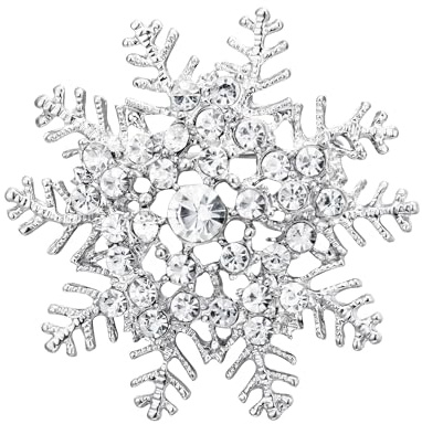 Clearine Diamante Cristalli austriaci Gemma Art Deco Inverno Fiocco di neve Spilla per Donne Trasparente Argento-fondo