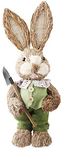 VKTY Conejo de paja de pascua de pie, conejito de paja de pie, conejo de imitación de Pascua para decoración del hogar de Pascua