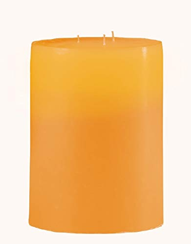 3-Docht Outdoor Kerze Gelb/Orange 20 x Ø 15 cm, Mehrdochtkerze, durchgefärbt