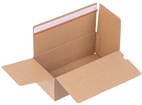 smiley pack 60 Stück Automatikboden Karton 315 x 155 x 120 mm | Fix Aufrichtekarton mit Selbstklebeverschluss und Aufreißfaden – Versandschachtel & Versandbox