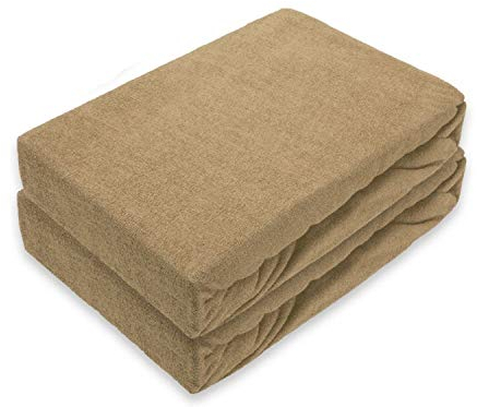 EXKLUSIV HEIMTEXTIL Doppelpack Frottee Spannbettlaken Premium Sand 140-160 x 200 cm