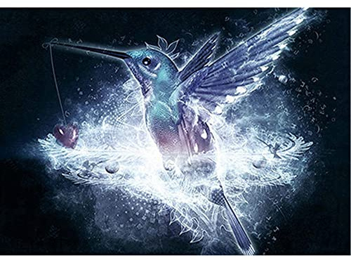 DCIDBEI 40x30CM 5D Diamond Painting Vogel-Diamant Stickerei Puzzle Perlen Quadratisch Erwachsene Malen Zahlen Mosaik Kinder Wanddekoration, Blauer Kolibri