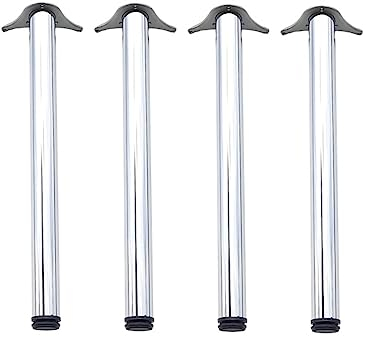 durante Tischbeine höhenverstellbar Chrom poliert 4er Set TFD23 Höhe 710 mm Metall Durchmesser 60 mm inkl. Montagematerial Möbelfüße Tischfüße für Esstische Schreibtische UVM.