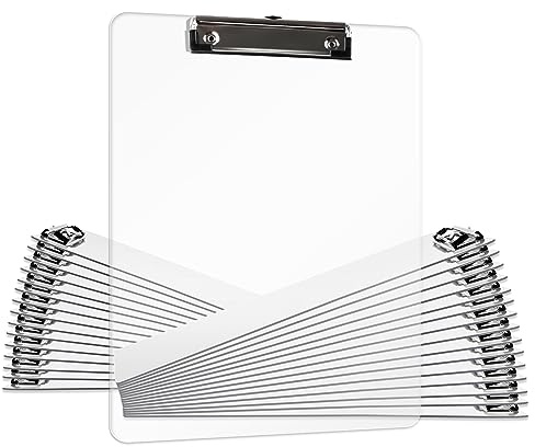 Macroclo Plastic Clipboards Pack of 30, A4 Acrylic Clear Board 8.5x11