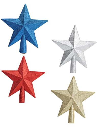 BUGUUYO 4 Stück Baumkronen-Stern-Mini- Sterndekorationen Miniatur-Dekoration Leuchtende Baumspitze Weihnachtsbaum-Stern Weihnachtsbaumspitze Kunststoff-Baumkronen-