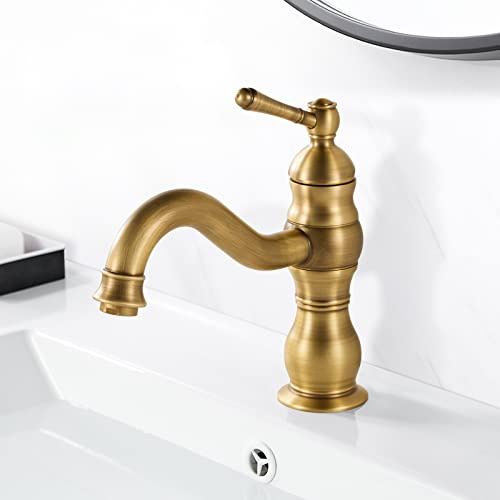 Coleniny Retro Wasserhahn Bad Antik Bronze, Wasserhahn Bad 360° Schwenkbar | Massives Messing, Keramikkartusche, Luftsprudler, 60cm Flexschlauch, G3/8 Anschlüsse, Einhandmischer, Einlochmontage