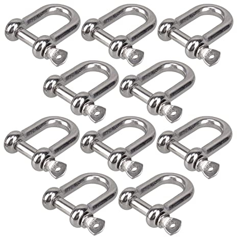 Schraubstift-Schäkel, D-Ring-Schäkel, 10 Stück, 5 Stück, D-Typ, M8-Schäkel, kurzer Absatz, Takelage, Edelstahl 304, Schäkelhaken, Boot-Rigging-Hardware (Farbe: 5 Stück) (Color : 5pcs)