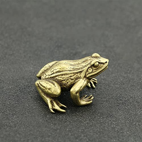 FOSANGPUSHI Tier-Messing-Dekor, 5,5 x 4,5 cm, antikes Kupfer, Frosch, kleines Ornament, massives Messing, krächelt, Heimdekoration, Tee, Haustier-Briefbeschwerer