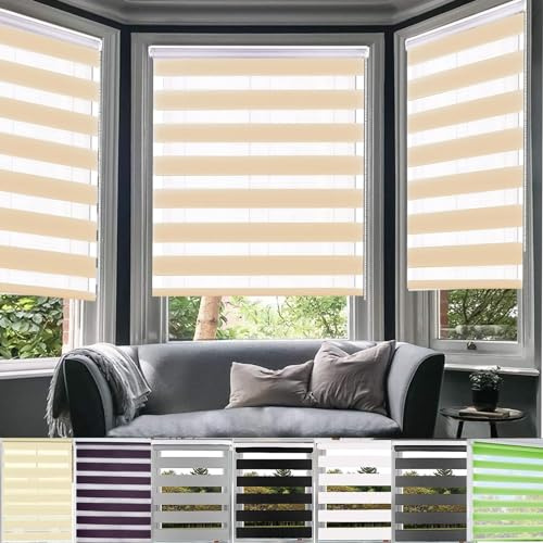 Estor Opaco Térmico, 40 x 180 cm Protección Visual, Noche y Día Cortina de Protección Solar y Privacidad Incluye Accesorios para Puertas y Ventanas, Beige