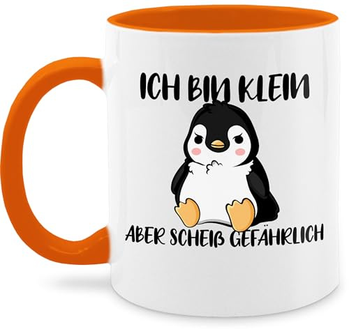 Tasse Tassen 325ml - Statement - Ich bin klein aber scheiß gefährlich Pinguin - Sprüche Kleine Lustig Spruch - 325 ml - Orange - pinguintasse spruchtasse sarkasmus penguin kaffeetasse