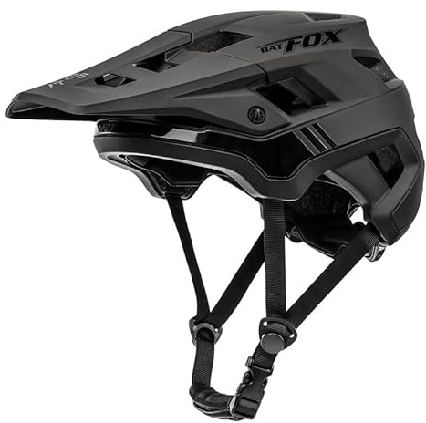 BATFOX Lätt cykelhjälm för MTB, vägcykel, ventilerande hjälm med visir, för vuxna och barn, för BMX, skateboard, rullskridskoåkning, dirt-bike, justerbar storlek, mörkgrön, storlek M
