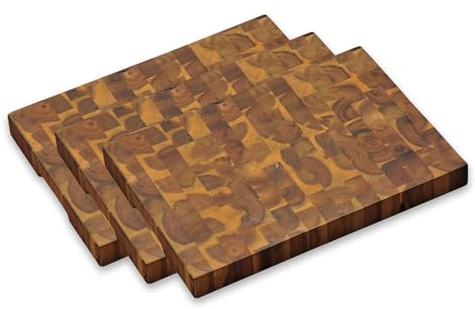 Kesper 28151 | 3er Set Tranchierbrett Mosaik aus Akazienholz, Holz, braun, 42 x 30 x 4 cm
