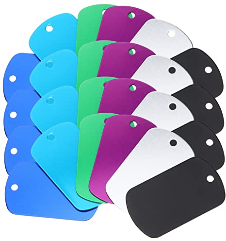 INOOMP 24 Leere Hundemarken aus Legierung Leicht und Robust ohne Scharfe Kanten für Haustiere Bastelprojekte und Namensschilder Zufällige Farbe