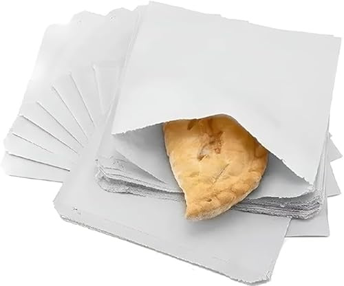1000x White Sulphite Strung Kraft Paper Food Bags (6x6 Inch) | Recyclable & Biodegradable Sandwich, Fruit Carrier Bags for Home, Restaurants, Takeaways, Groceries & Bakery